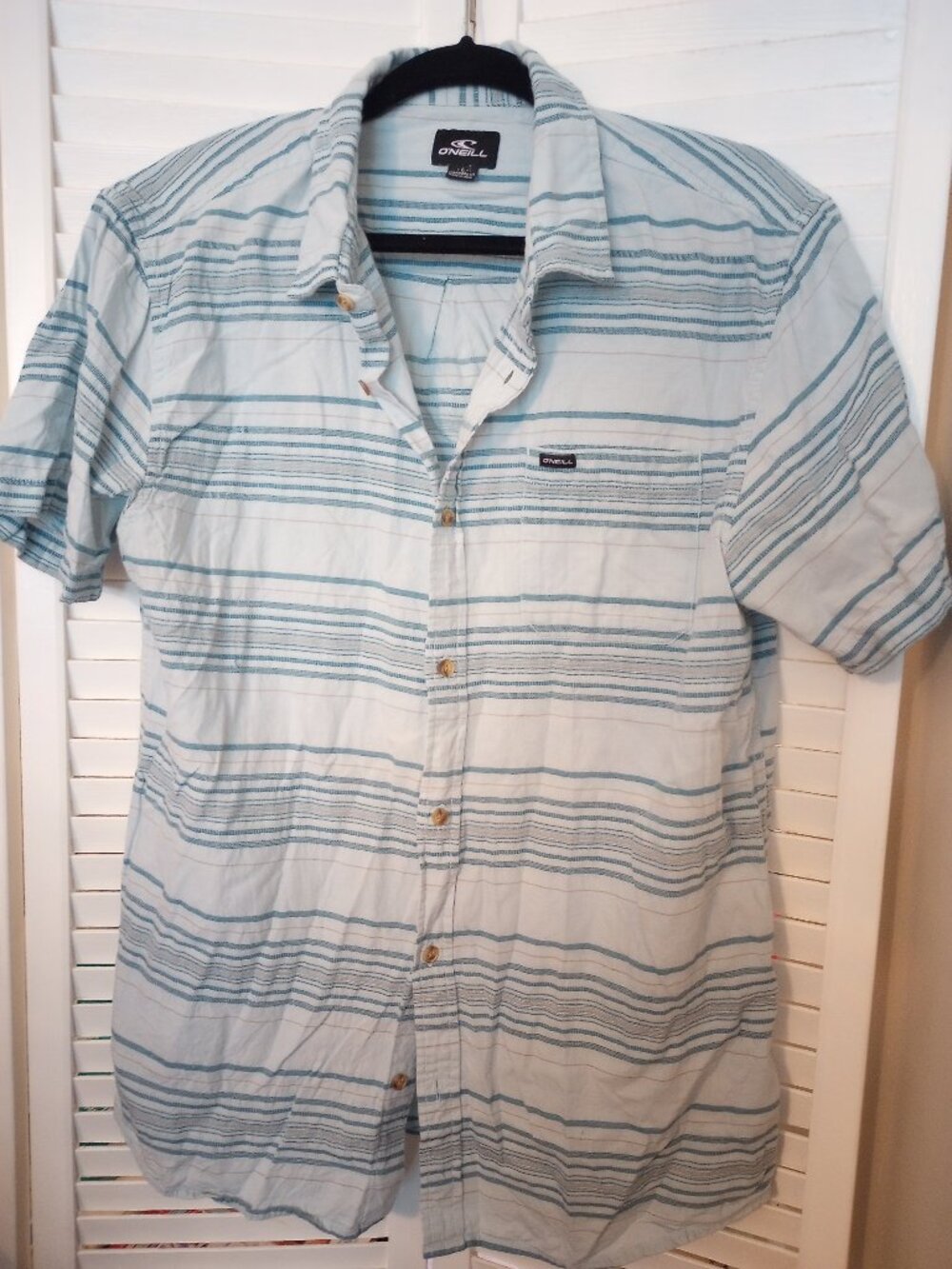O'Neill Men's L Striped Short Sleeve Button Down Surfer Shirt Size L